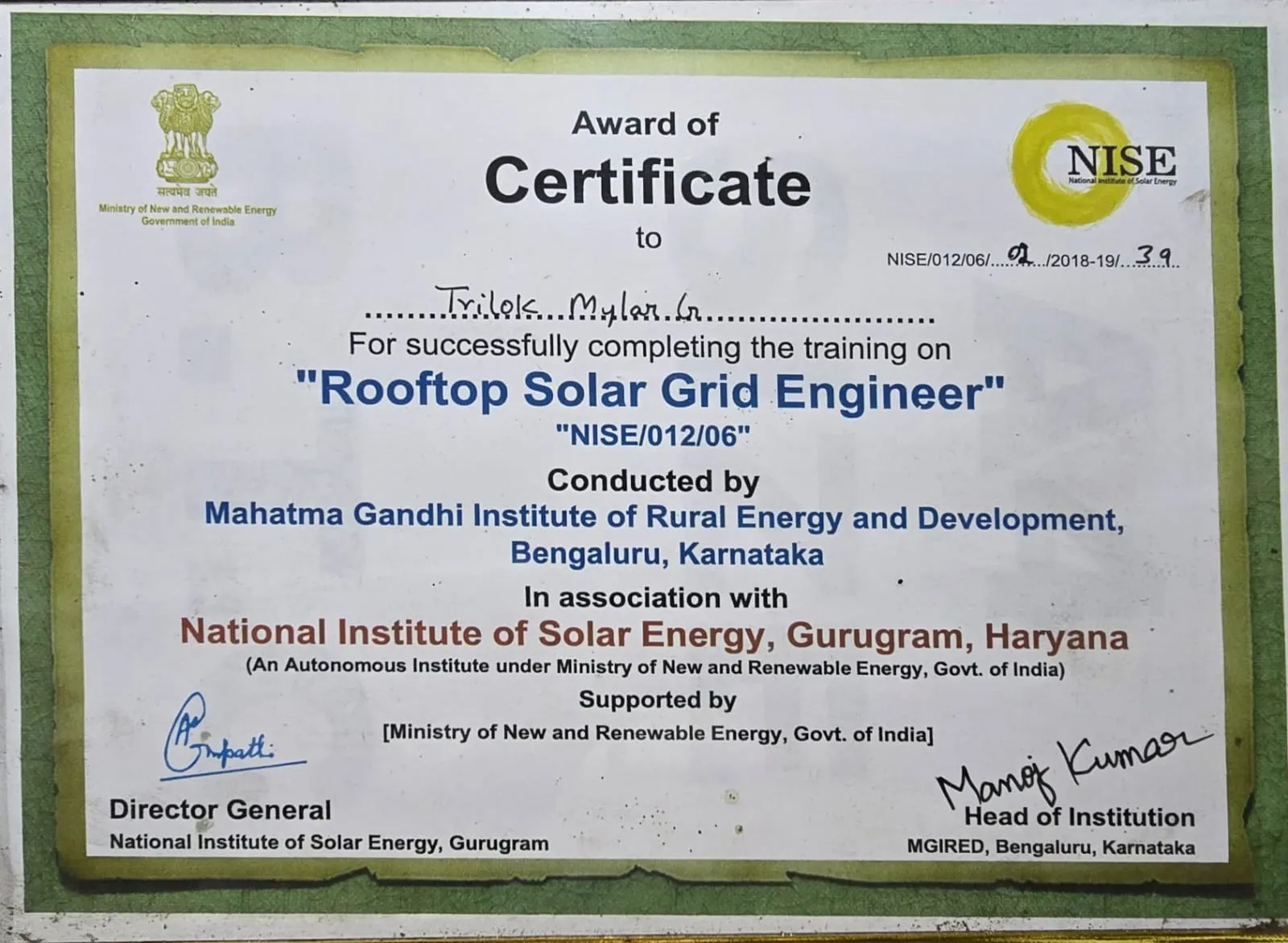 Rooftop Solar Grid Engineer certificate, the Certification Bodies